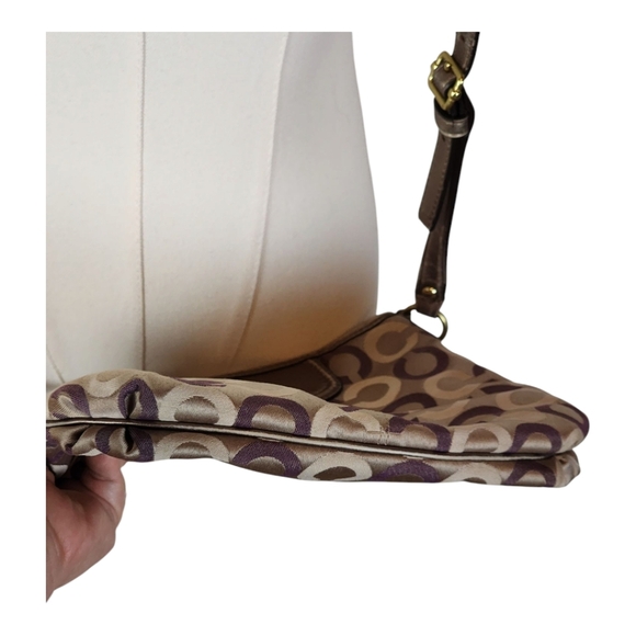 Coach 1941 Crossbody C Logo Jacquard Purse Plum/Taupe Metallic Trim Small Bag - Picture 7 of 15